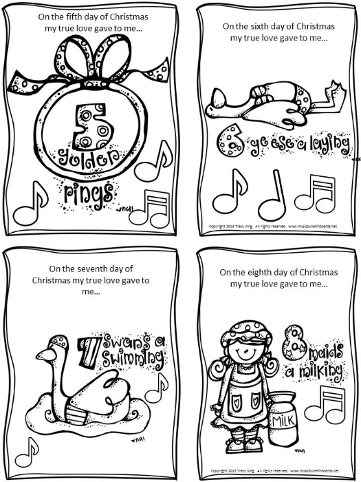 12 Days Of Christmas Mini Coloring Book Sketch Coloring Page