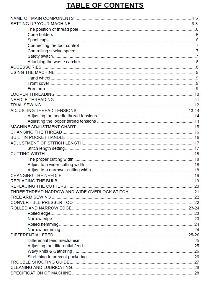 Empisal S4D overlocker sewing machine manual Documents and Forms