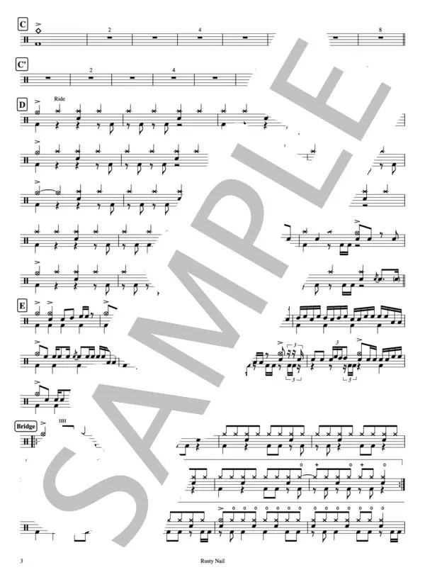 【楽譜】Rusty Nail／X JAPAN （ドラム，上級） Piascore 楽譜ストア