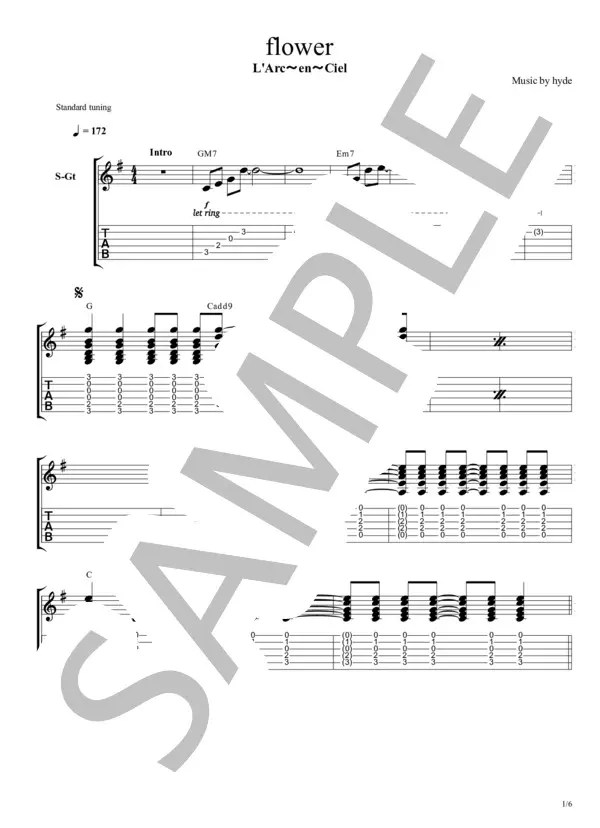 【楽譜】flower / L'Arc～en～Ciel / L’Arc～en～Ciel (ギター弾き語り / 初〜中級) Piascore