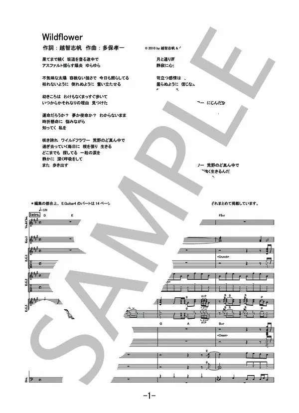 【楽譜】Wildflower / Superfly / Superfly (バンドスコア / 中級) Piascore 楽譜ストア