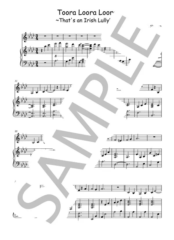 【楽譜】Toora Loora Loora That's an Irish Lullyby / ジェームズ・ロイス・シャノン (ピアノ伴奏