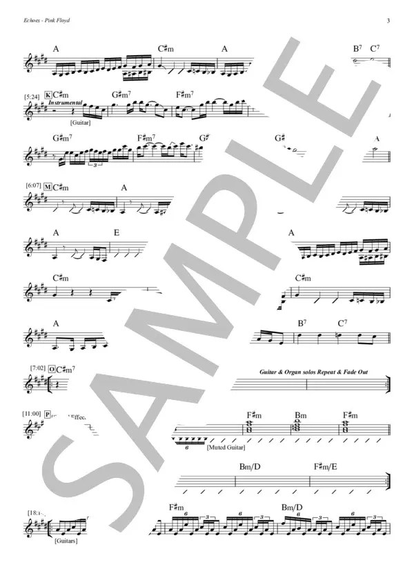 【楽譜】Echoes Pink Floyd / Pink Floyd (メロディ / 中級) Piascore 楽譜ストア