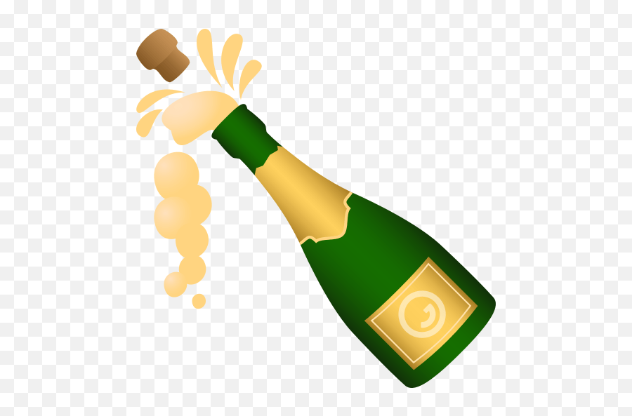 Emoji Champagne Bottle With Jumping Popping Transparent Background