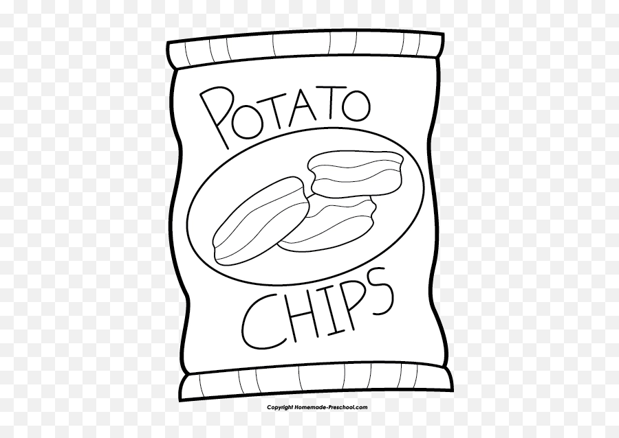 Black And White Download Potato Chip Draw A Chips Packet Png,Bag Of