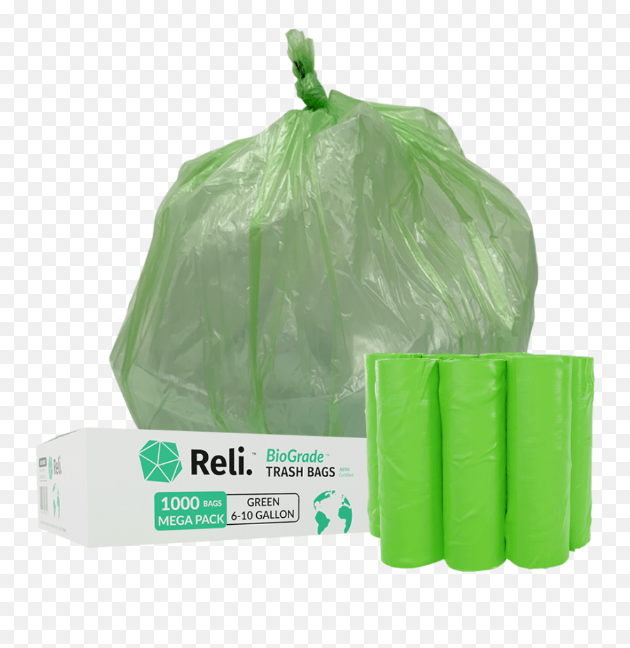Reli Biodegradable Trash Bags 6 10 Gallon Wholesale 1000 Count Green