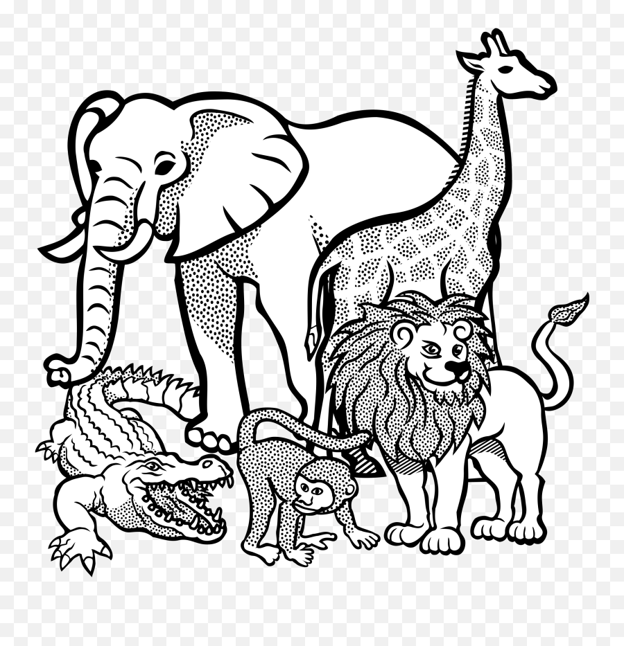 Unique Jungle Animals Clip Art Black Zoo Animals Clipart Black And