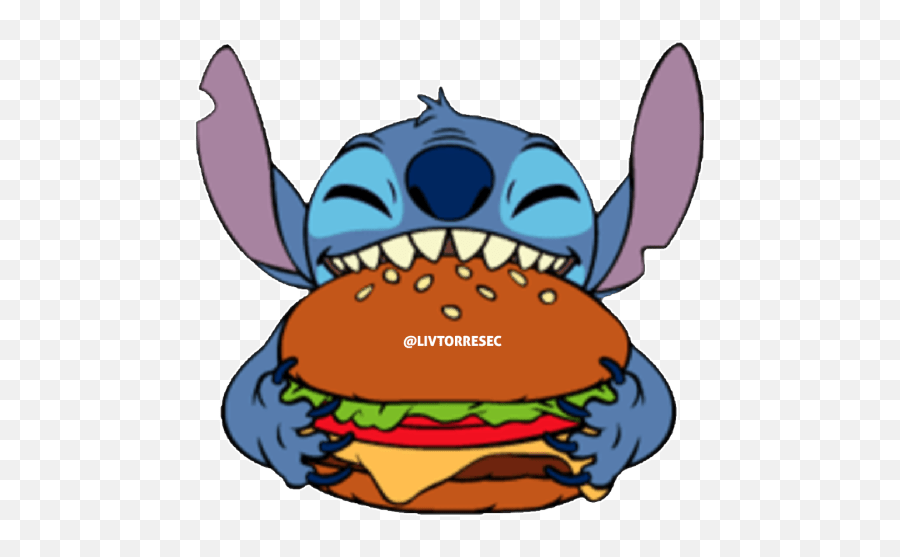 Sticker Maker Stitch 1 Stitch Eating Burger Png,Stitch Png free