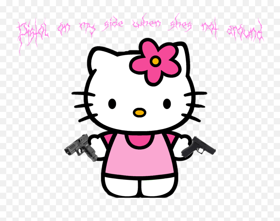 Lyrics Handgun Pistols Nsw Edit Hellokitty Guns Whatsmi Pink Hello Kitty Sticker Png,Hello