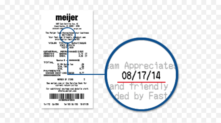 Self Remediation Receipt Number On A Meijer Receipt Png,Meijer Logo