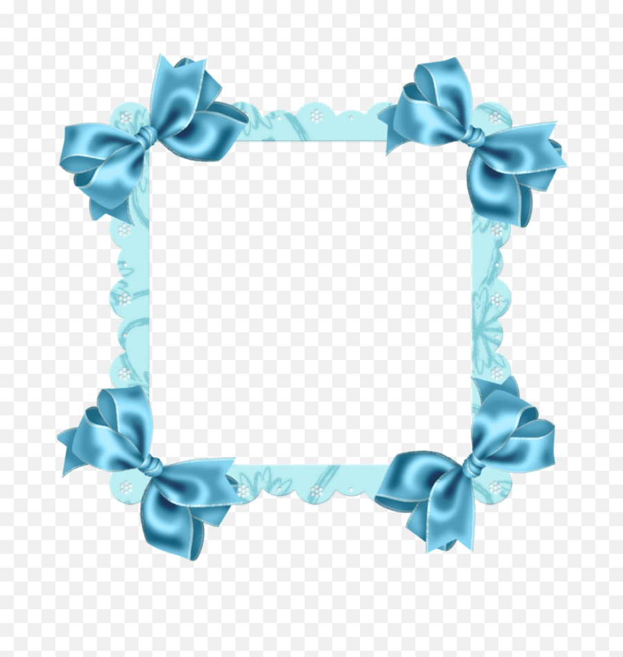 Sky Blue Transparent Frame With Bow Flower Sky Blue Border Png,Blue