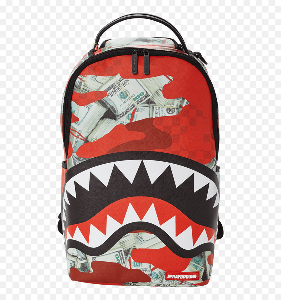 Sprayground Money Camo Backpack Money Sprayground Backpack Png,Red