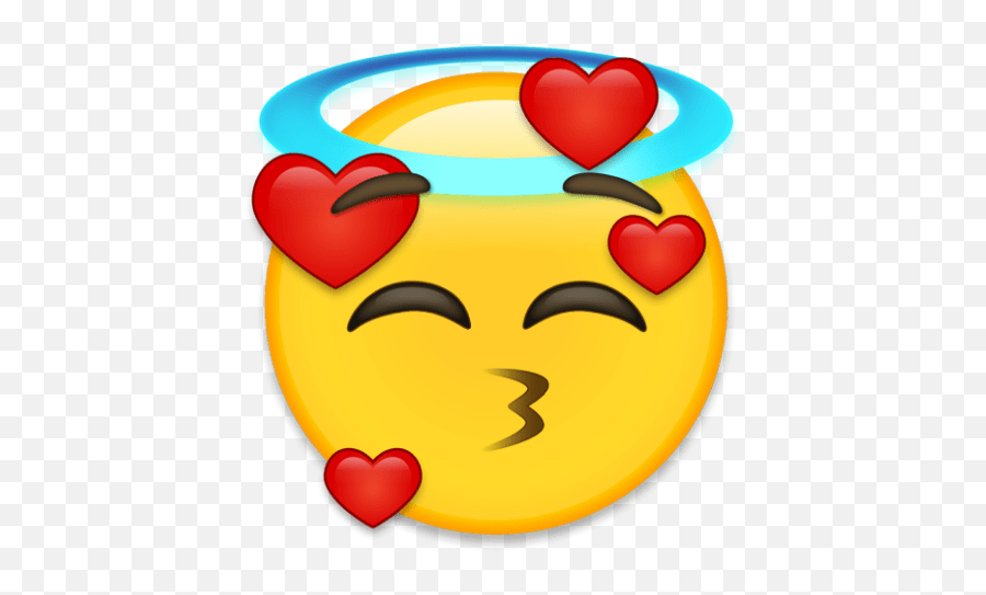 Emoji Cara De Angel Y Enamorado Imagenes De Stickers De Besos Png,Angel Emoji Png free