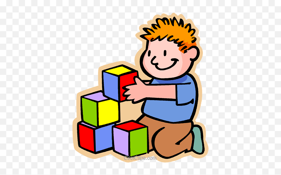 Boy With Colored Building Blocks Kid Playing With Blocks Clipart Png