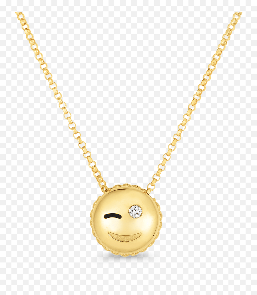 Download Tiny Treasures Wink Emoji Pendant With Diamonds Necklace Png