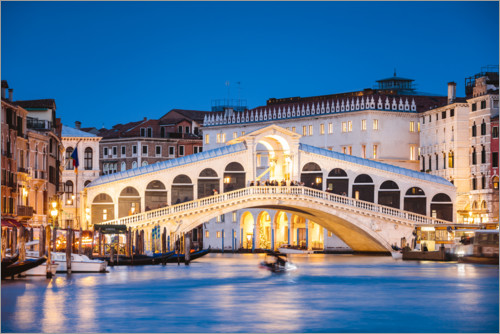 RialtoBrücke nachts, Venedig Poster online bestellen Posterlounge.at