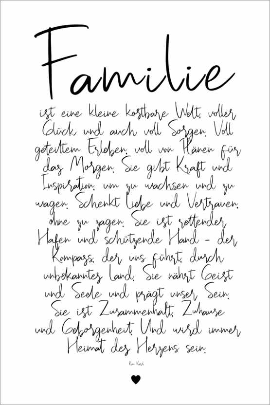 Familie ein Gedicht Poster online bestellen Posterlounge.ch