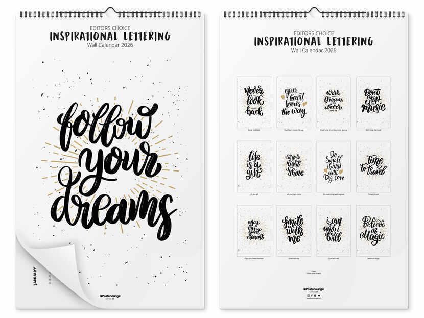 motivational wall calendar 2023 Calendar Typography Calendar Inspirational Lettering 2023 Posterlounge
