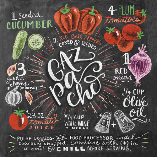 Receta de gazpacho (inglés) de Lily & Val Posterlounge.es
