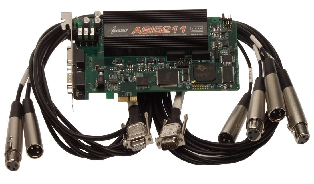 AudioScience ASI5211 Broadcast Mic Preamp Balanced Analog PCIe Card w