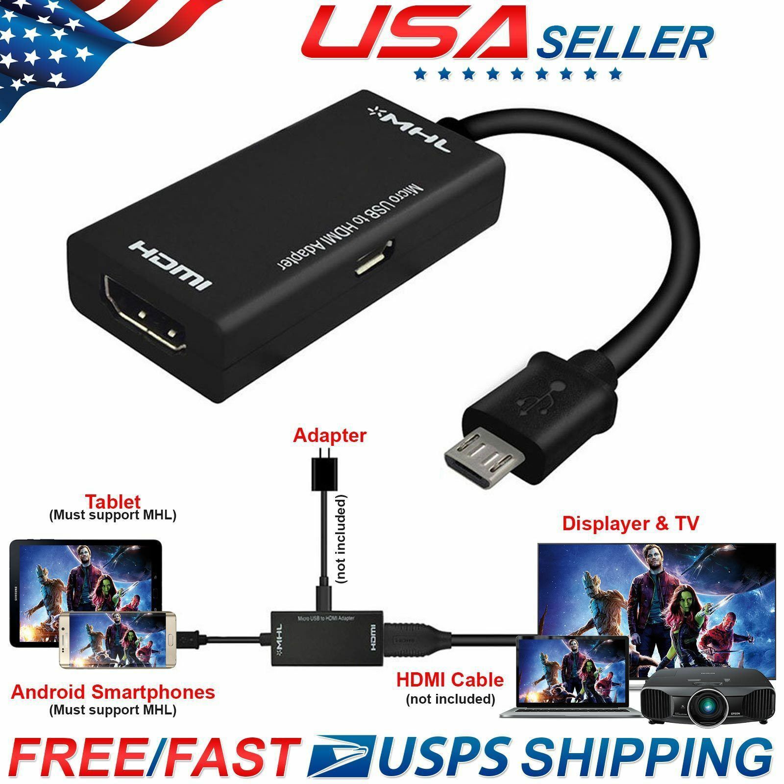 MHL Micro USB Male to HDMI Female Adapter Cable for
