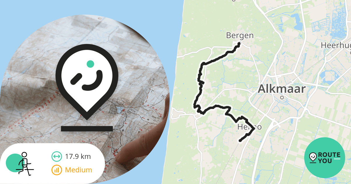 Van Bergen aan Zee naar Heiloo via Egm a/d Hoef Wandelroute RouteYou
