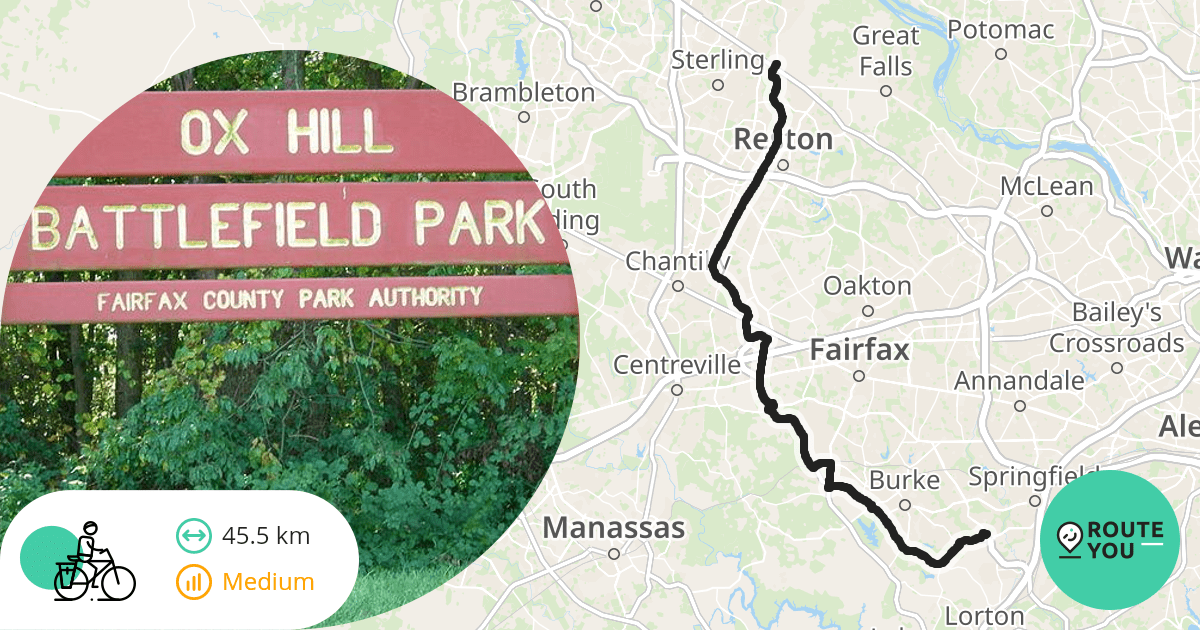 Fairfax County Parkway Trail Cycle route RouteYou