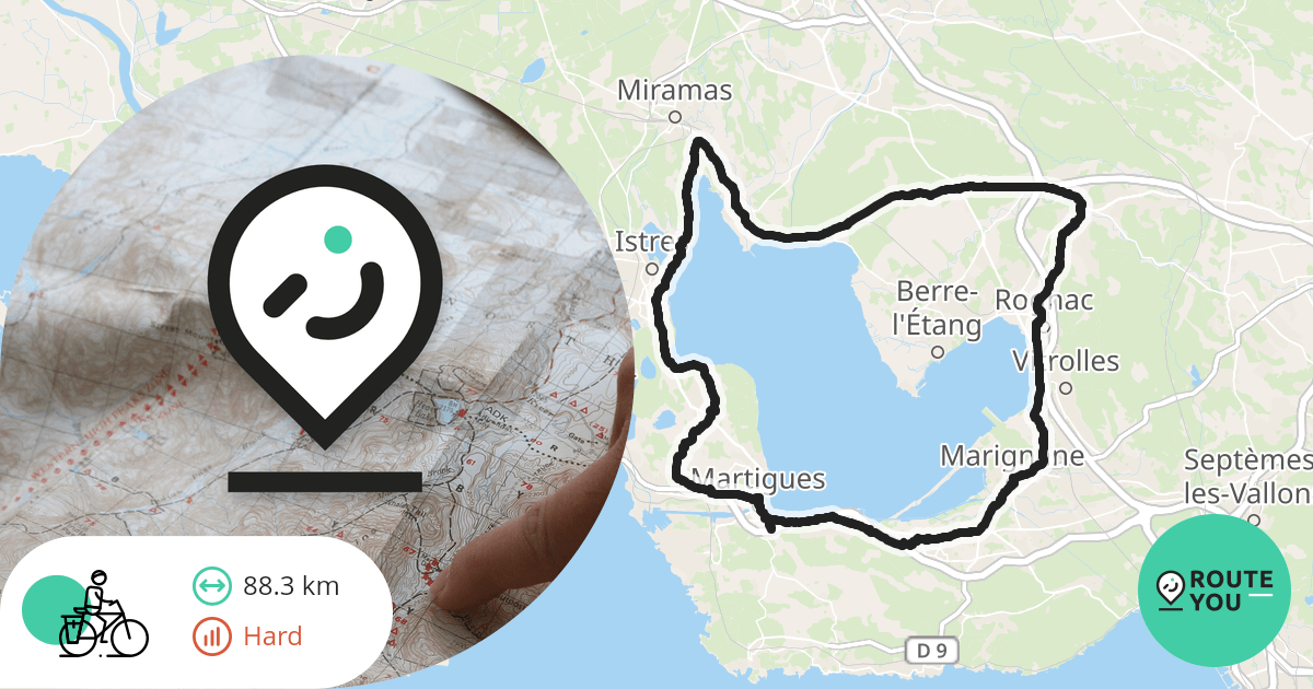 tour étang de Berre Itinéraire à vélo RouteYou