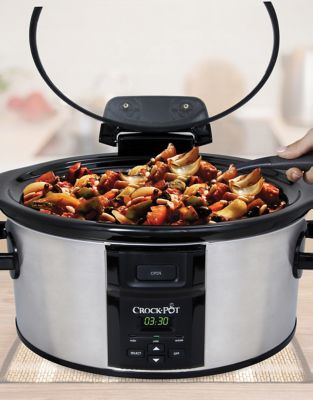Lift and Serve Locking Hinged Lid Programmable Slow Cooker