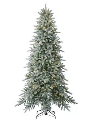 9ft Nordic Flocked Fir Pre-Lit Christmas Tree With 400 Warm White