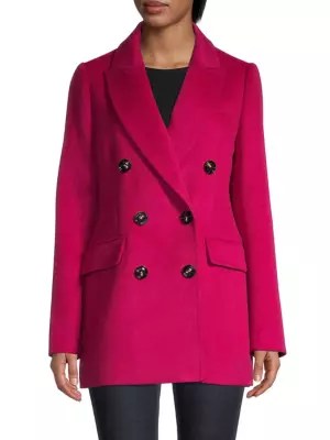 Wool-Blend Blazer Peacoat