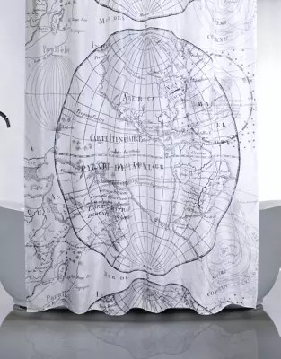 Moda Rideau De Douche Retro A Motif De Globe Terrestre Labaie Com