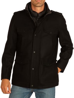 Stand-Collar Wool-Blend Car Coat