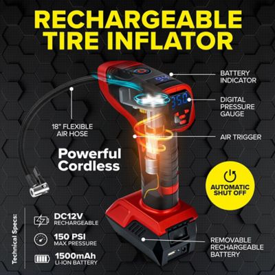 BULLSEYE Pro Cordless Rechargeable Digital 150 Psi Air Compressor Tire