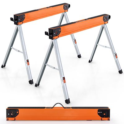 Costway 2 Pack Saw Horses Portable Sawhorses With Folding Design Non