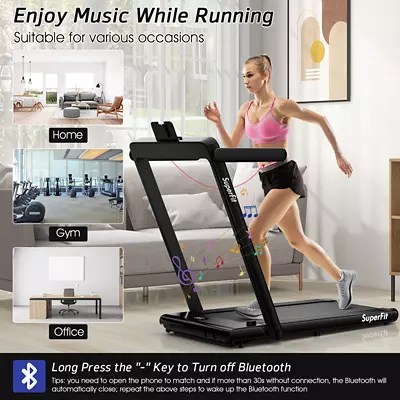 Costway Superfit 2.25hp 2 In 1 Dual Display Folding Treadmill Jogging