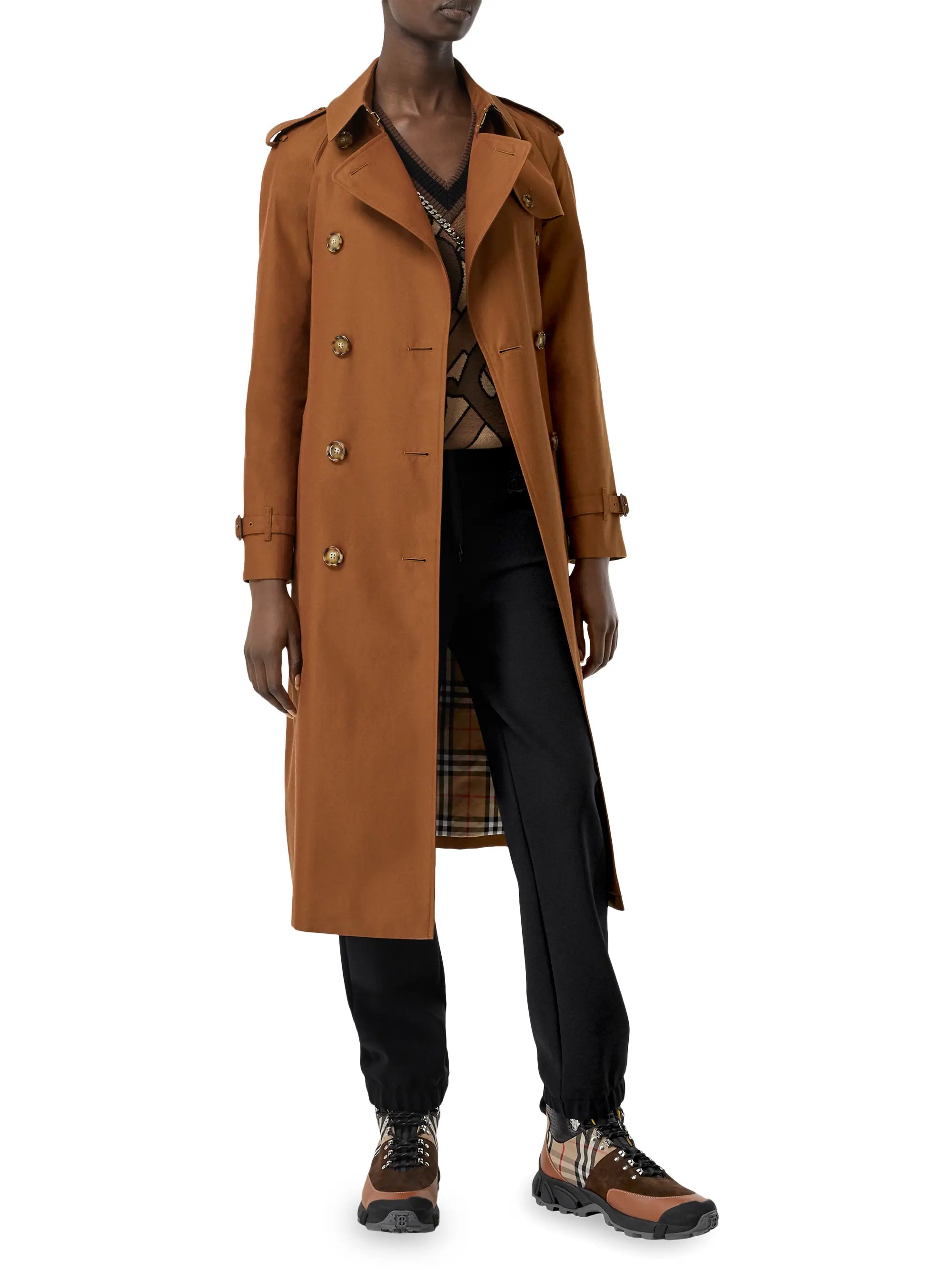 Burberry Waterloo Double Breasted Cotton Gabardine Trench Coat