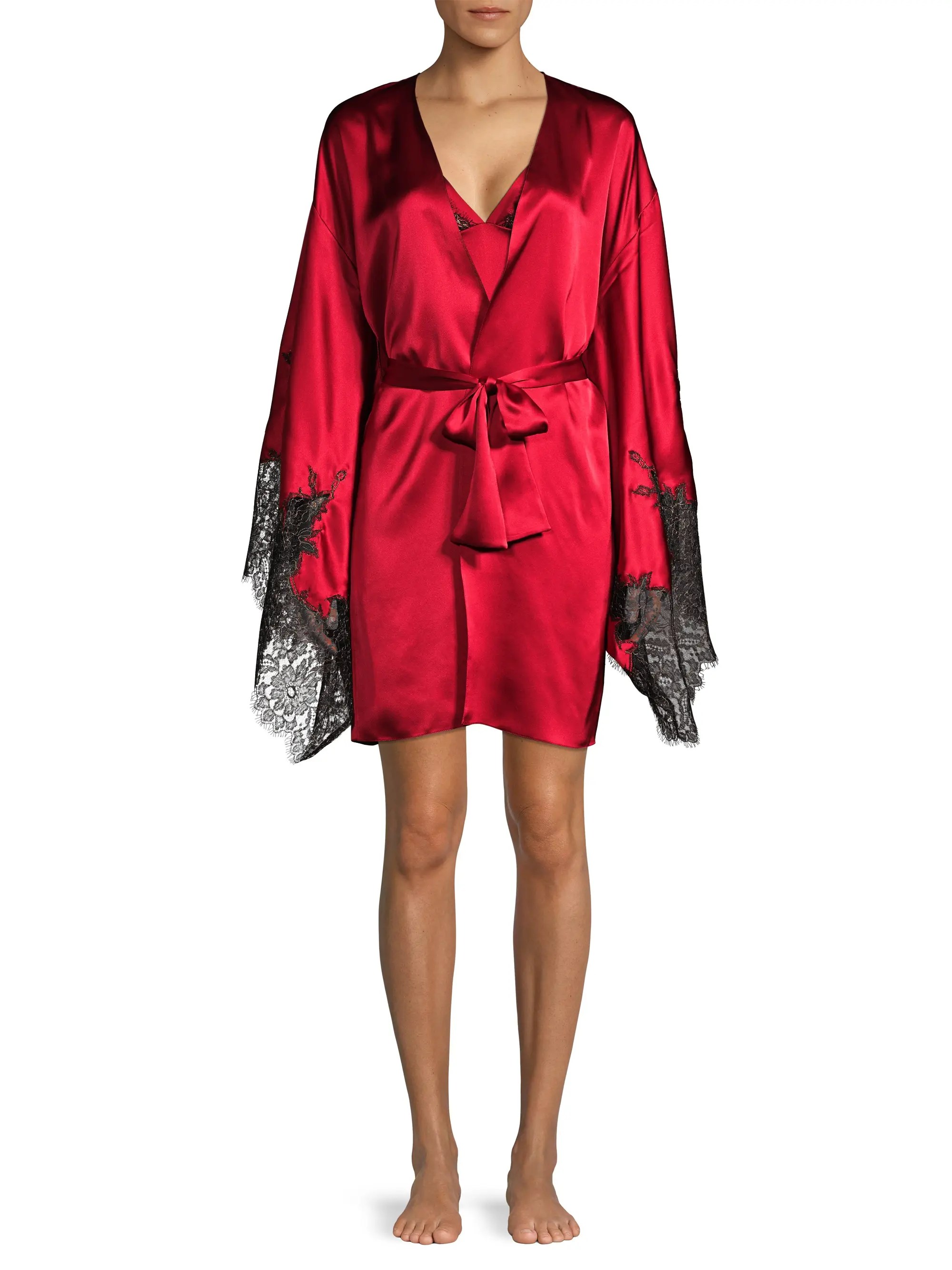 Gilda and Pearl Coco Short Lace Trim Robe SaksFifthAvenue