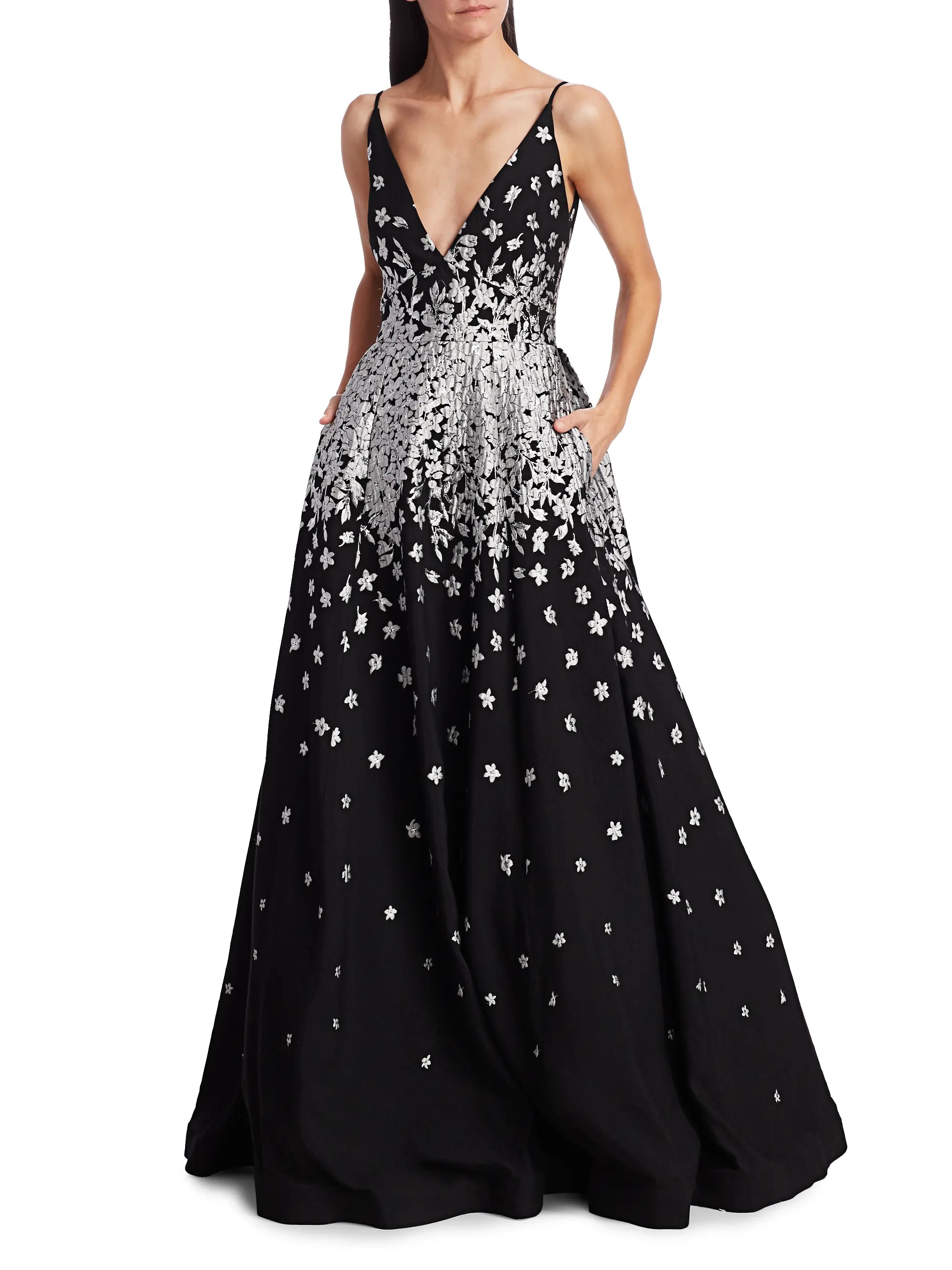 Shop ML Monique Lhuillier Metallic Jacquard Ball Gown Saks Fifth Avenue
