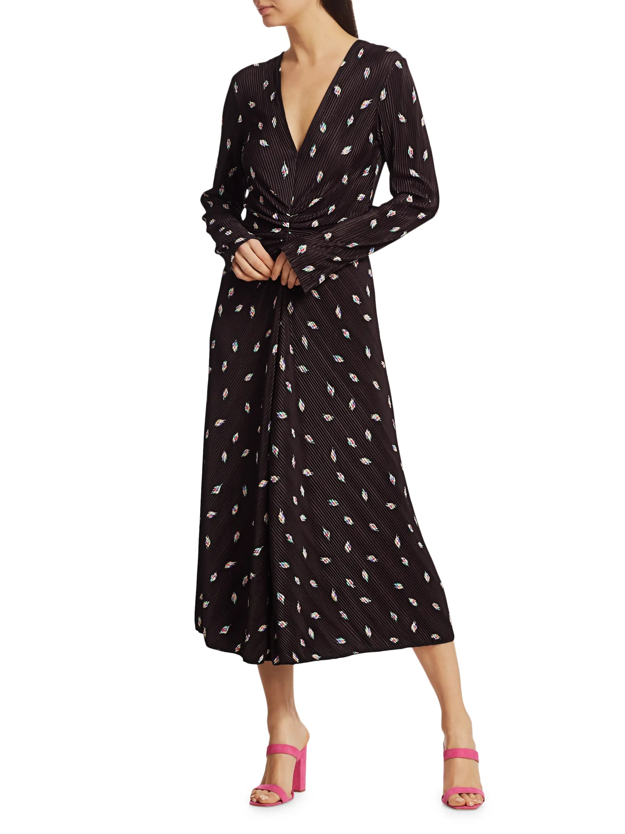 Rotate Birger Christensen Number 7 Paint Splatter Ruched A