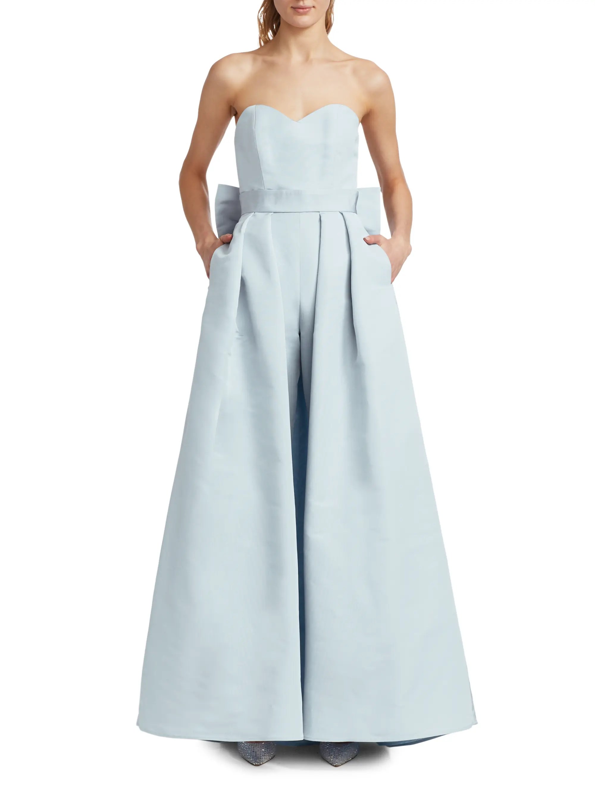Shop Alexia María Silk Faille BowBack Jumpsuit with Convertible Skirt Saks Fifth Avenue
