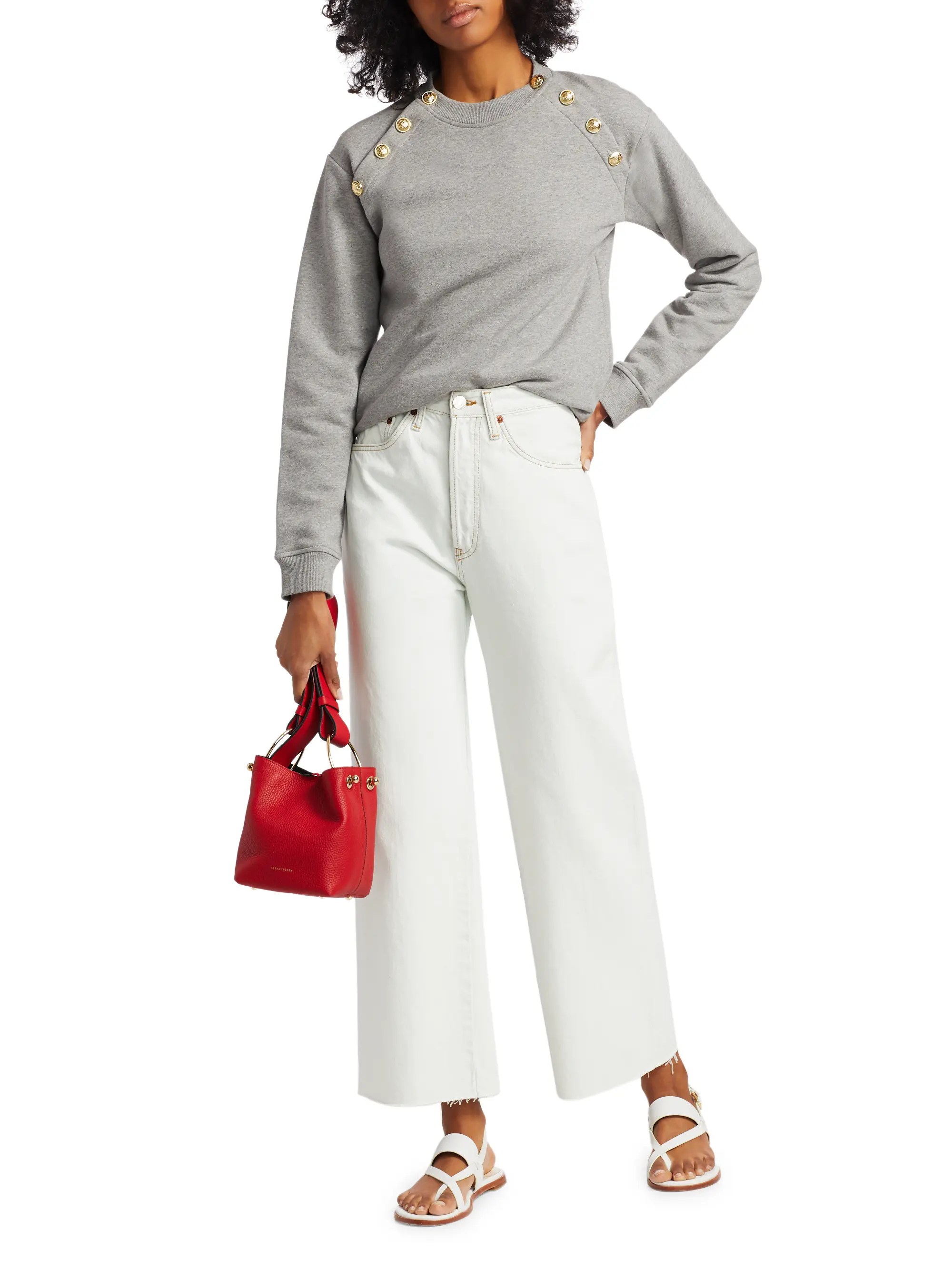 Shop Derek Lam 10 Crosby Lucie Button Sweatshirt Saks Fifth Avenue
