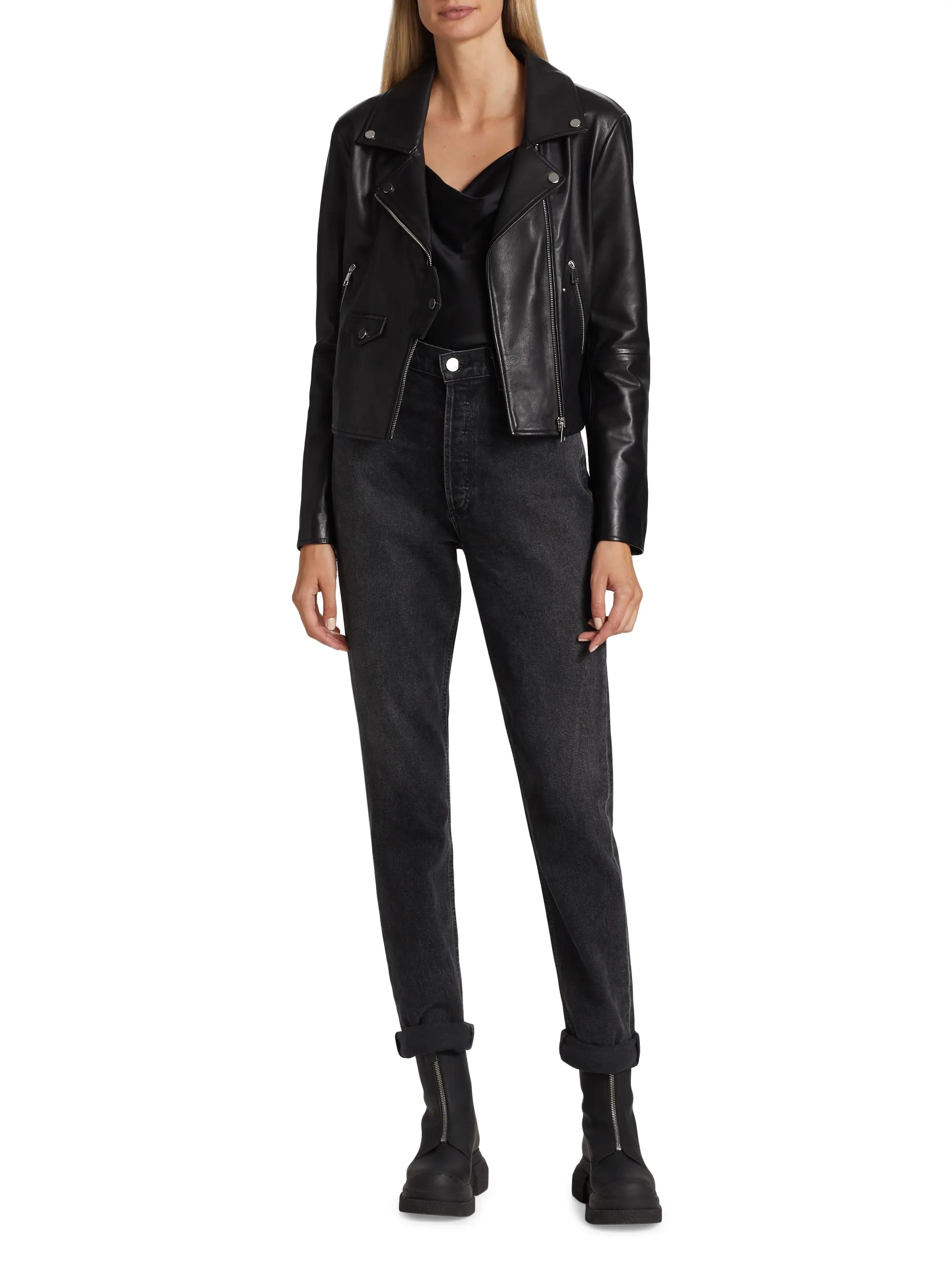 Shop BA&SH Nairobi Perfecto Leather Jacket Saks Fifth Avenue