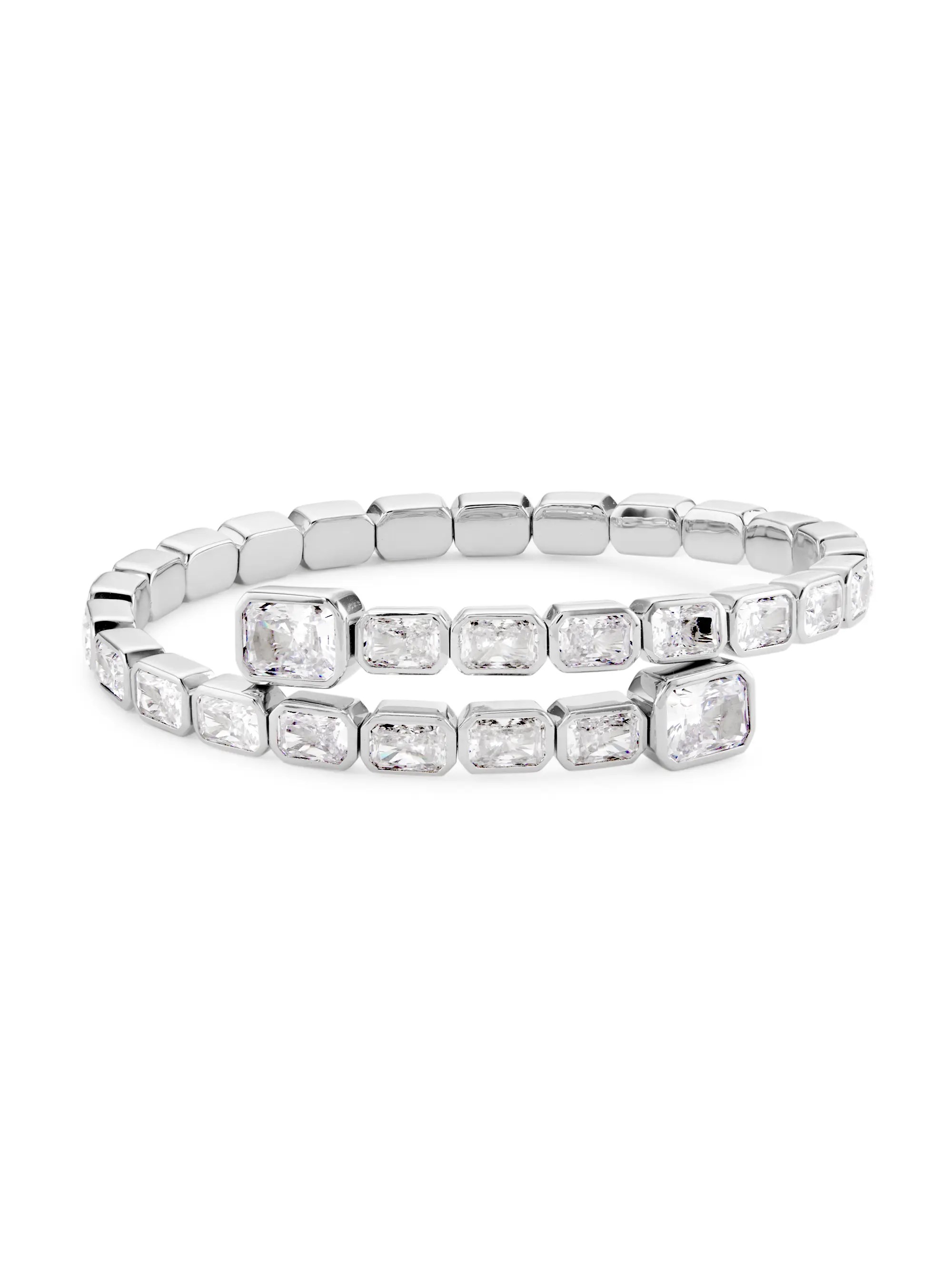 Shop Adriana Orsini Basel Sterling Silver & Cubic Zirconia Flexi Bypass Cuff Bracelet Saks