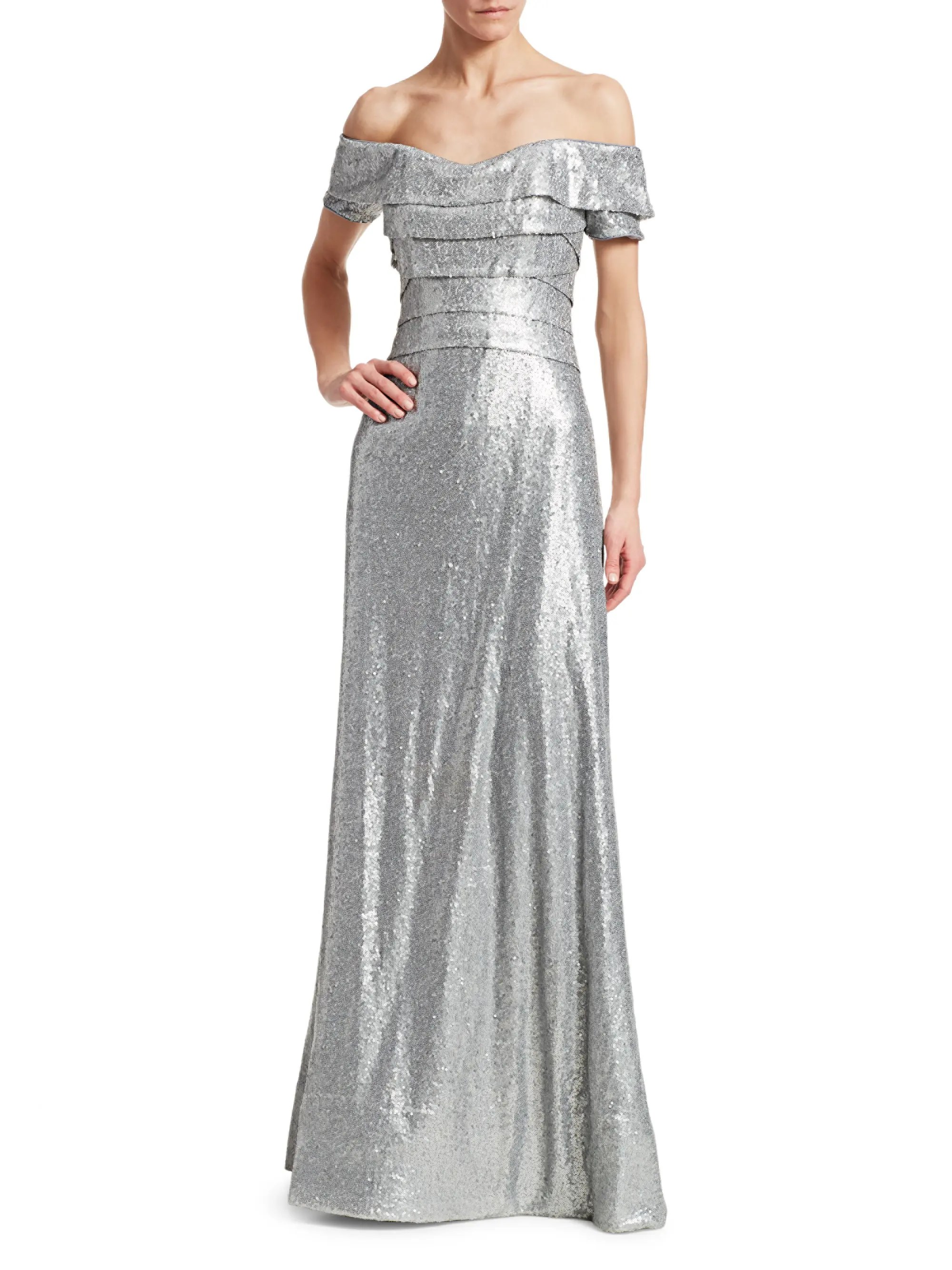 Shop Rene Ruiz Collection OffTheShoulder Sequin Gown Saks Fifth Avenue