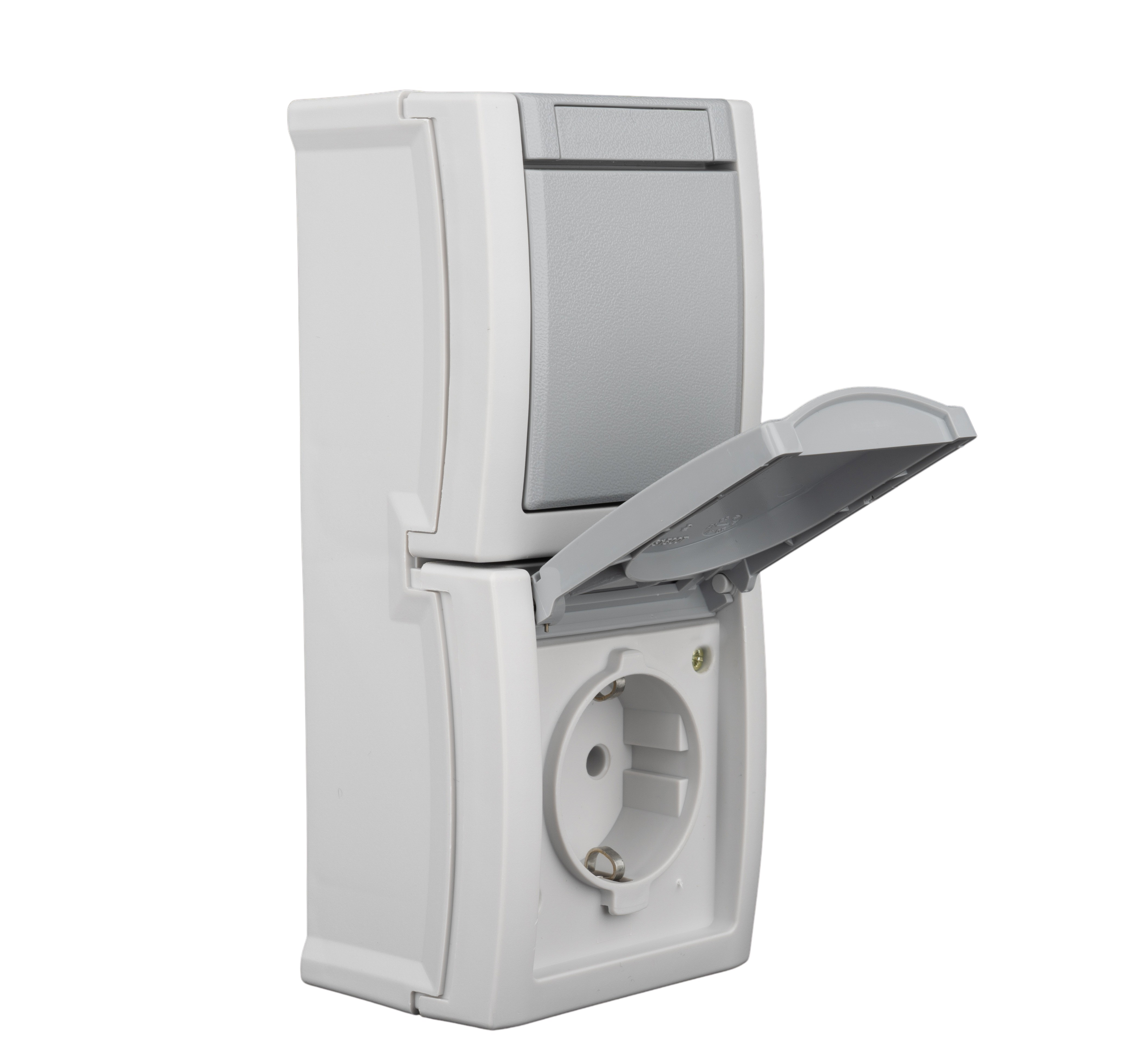 EV211003-- Kombination EIN/AUS Schalter-Steckdose, Steckklemmen, IP54