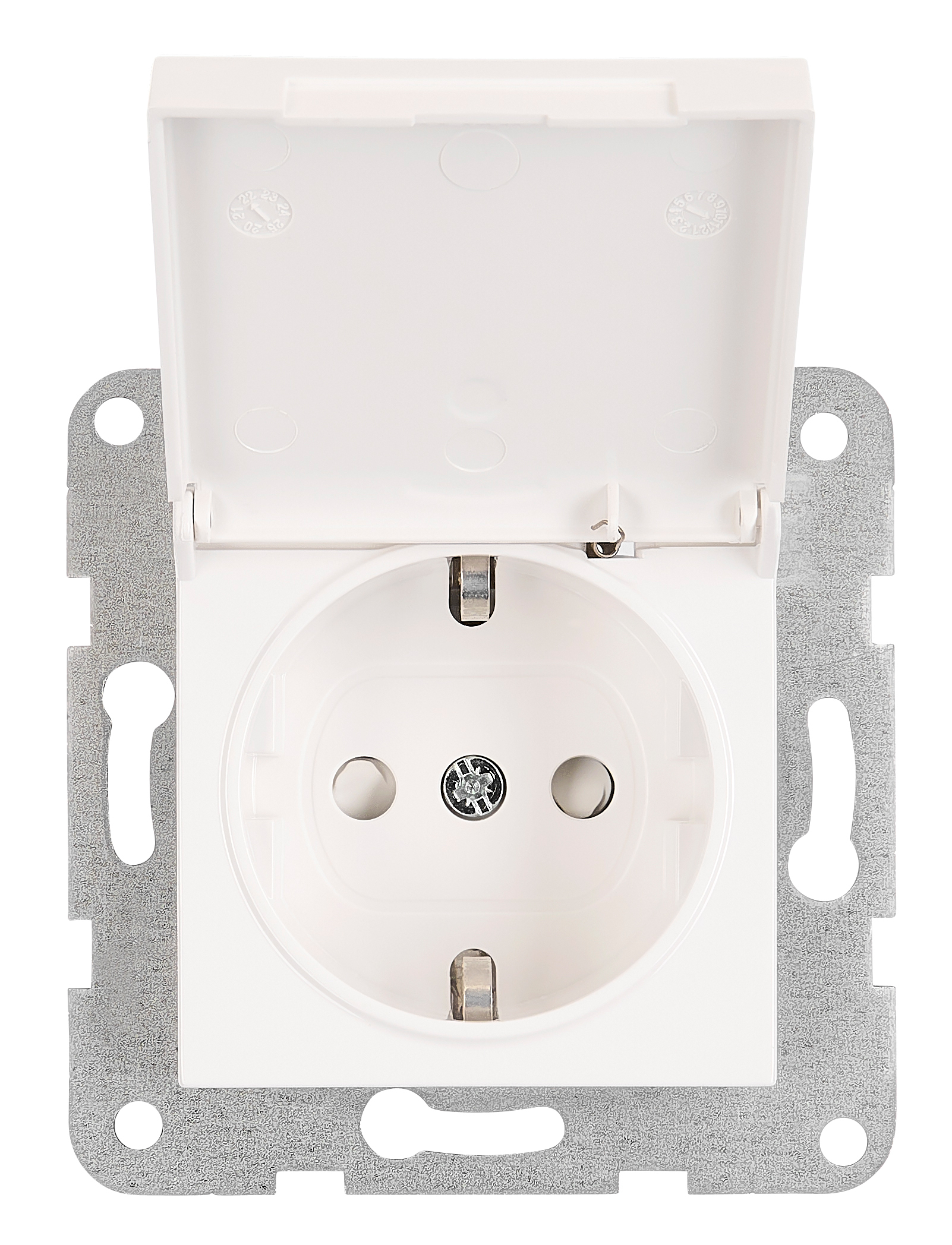 Socket outlet, flap cover, cage clamps, 1 pcs, white Online Shop Schrack Technik d.o.o.