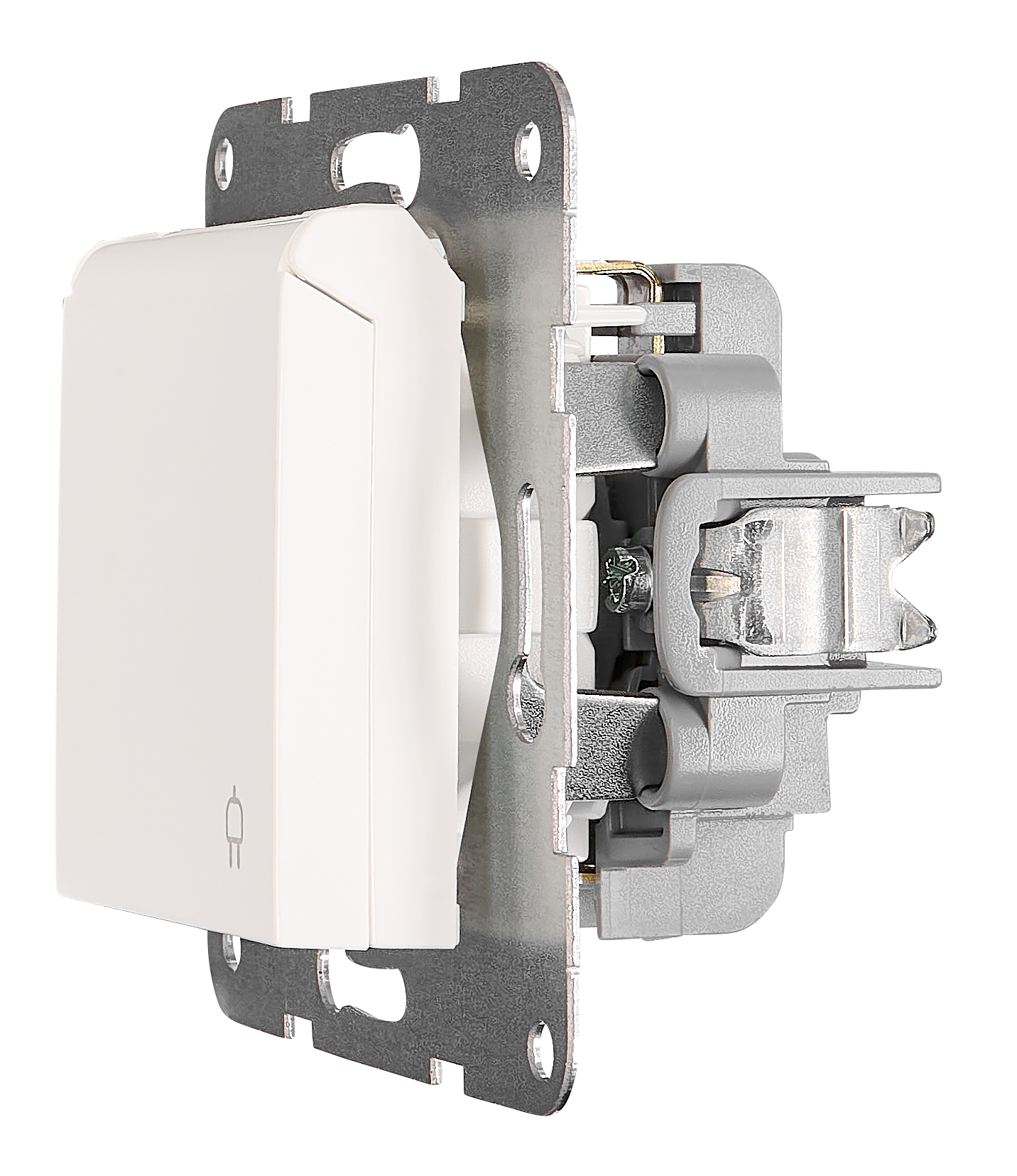 Socket outlet, flap cover, cage clamps, 1 pcs, white Online Shop Schrack Technik International
