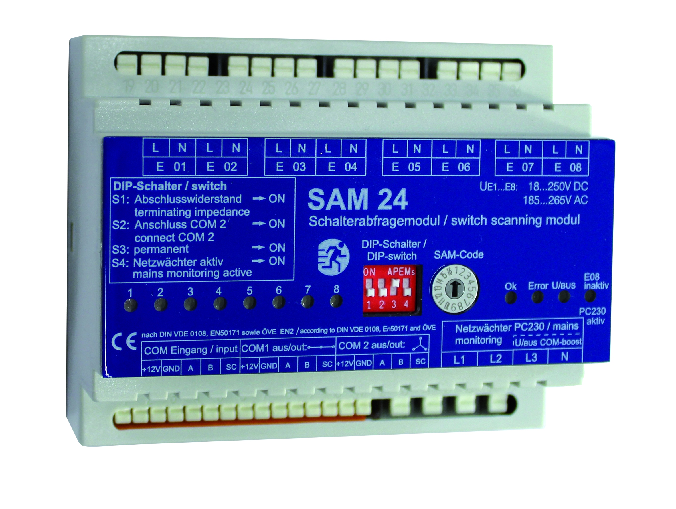 Light switch query module 8 inp.incl.mains monitor installed Online