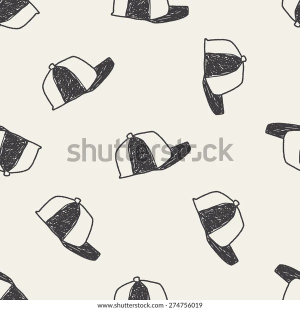 Baseball Cap Doodle Seamless Pattern Background Stock Vector (Royalty